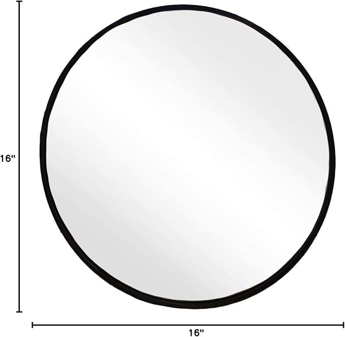 Small Round Mirror, 16 inch Round Mirror, Round Black Mirror, Metal Frame Circle Mirrors for Bathroom, Bedroom, Vanity, Wall Decor.
