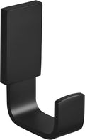 BESy Brass Clothes Hook Single Towel Hook for Bathroom Kitchen Garage Square Style Robe Hooks Coat and Hat Hook, Self Adhesive with Glue or Wall Mounted with Screws, Matte Black