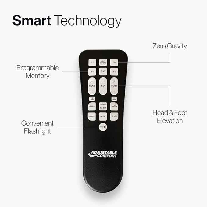 Classic Adjustable Base - Queen - Head & Foot Incline - Wireless Remote with Memory - Easy Set Up - Zero Clearance - Zero Gravity - Durable Frame