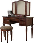 Bobkona St. Croix Collection Vanity Set with Stool, Cherry