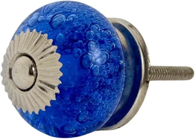Perilla Home Set of 6 Crystal Bubble Glass Knob for Kitchen Cabinets - Crystal Glass Handles and Pull Knob for Dresser Drawer | Living Room | Kitchen | Bathroom | Closet Cupboard Furniture