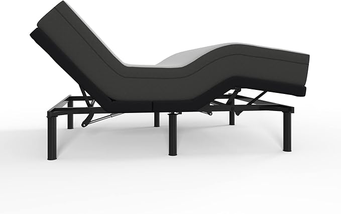 Blissful Nights e3 Twin XL Adjustable Bed Base Frame with 10" Medium Firm Gel Infused Memory Foam Mattress