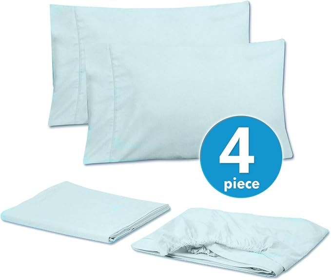 Twin Size Bed Sheets - 4 Piece 1500 Supreme Collection Fine Brushed Microfiber Deep Pocket Twin Sheet Set Bedding - 1 EXTRA PILLOW CASES, GREAT VALUE, Twin, Aqua