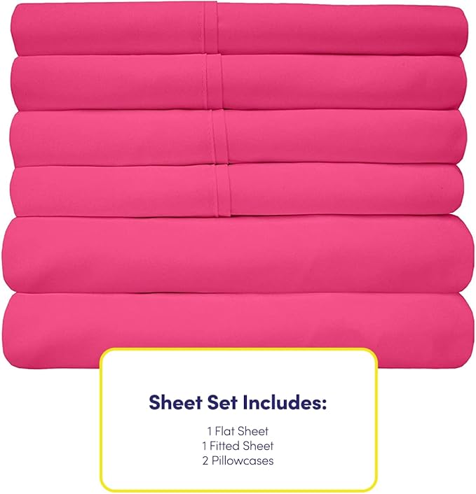 Sweet Home Collection 6 Piece Bed Sheet Set, Twin, Fuschia