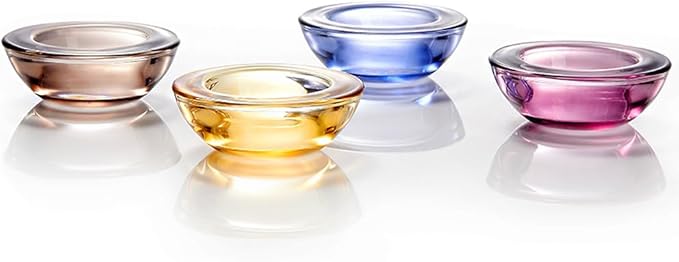 Blue Tealight Candle Holders - Set of 12, Round Chunky Glass Candle Holder, 3" Diameter - CH01 - Water Blue