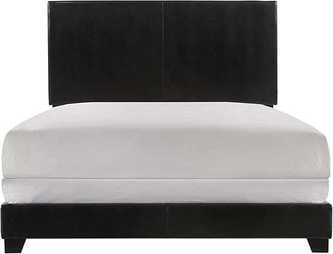 Crown Mark Erin Upholstered Panel Bed in Black, Full