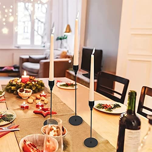 Matte Black Candlestick Holders, Set of 6 Candle Holders for 3/4" Taper Candles&Led Modern Metal Candle Stands Decorative Table Centerpieces for Wedding Party Church,Decorative Fitting