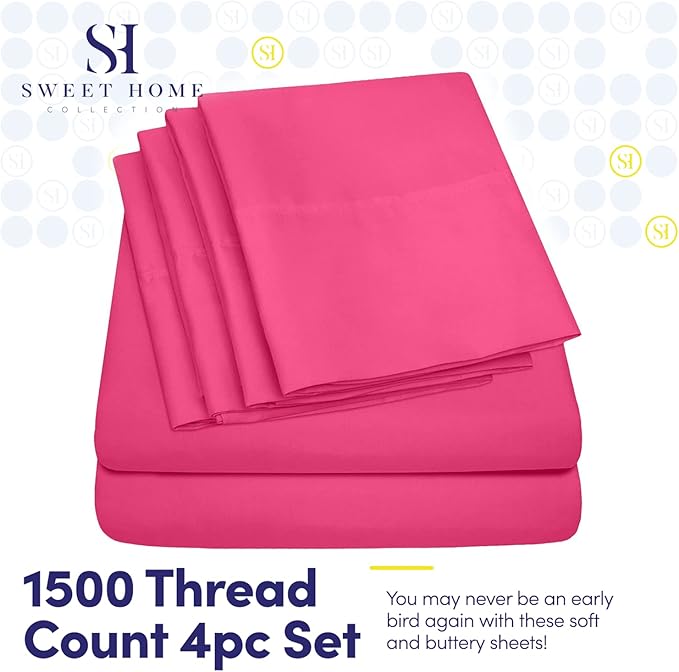 Sweet Home Collection 6 Piece Bed Sheet Set, Twin, Fuschia