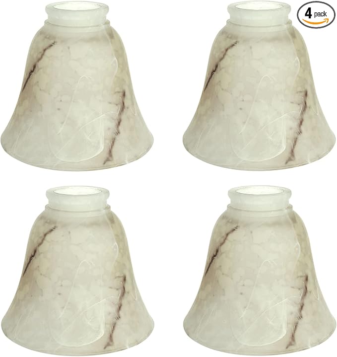 Aspen Creative 23108-4 Transitional Style Replacement Alabaster Glass Shade with Hand Painted Veins, 2-1/8" Fitter Size, 4-3/4" high x 5-3/8" diameter, 4 Pack
