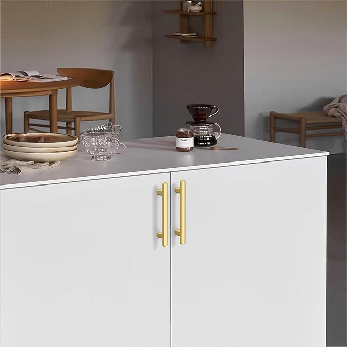 10 Pack 3.75 Inch(96mm) Kitchen Cabinet Handles Brushed Gold Cabinet Pulls Kitchen Cabinet Hardware Drawer Pulls for Cupboard Wardrobe
