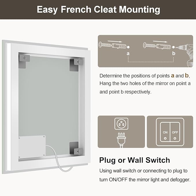 72x32 Large LED Bathroom Mirror with Lights, Brighter Backlit + Front Lit, Tempered Glass, Dimmable, Multiple Light Modes, Anti-Fog Lighted Bathroom Vanity Mirror for Wall, Memory Function