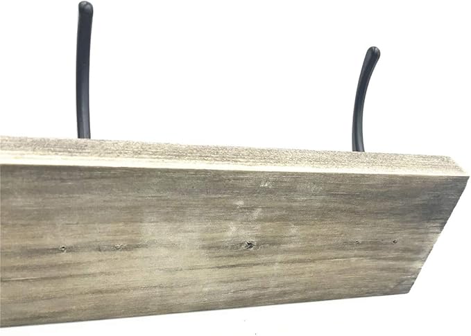 Wall Mounted Coat Rack, Wooden Entryway Vintage Rustic Coat Rack Hat Hanger Rack Zinc die-cast 4-Hook Rail for The Entryway, Bathroom, Bedroom, Kitchen, Mudroom Pinewood Alloy 4-Hook