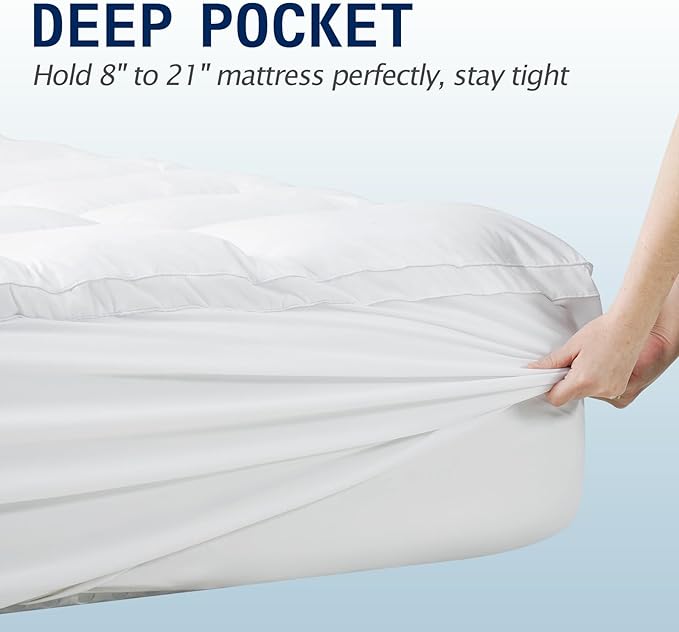 SOPAT Mattress Topper RV King Size Extra Thick Mattress Pad 8-21" Deep Pocket Soft Down Alternative Fill Mattress Protector Pillow Top Mattress Cover (72x80 Inches, White)