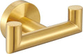 Angle Simple Bathroom Double Hook Brushed Gold, SUS304 Stainless Steel Bath Towel Holder, Double Robe Hanger Wall Mount