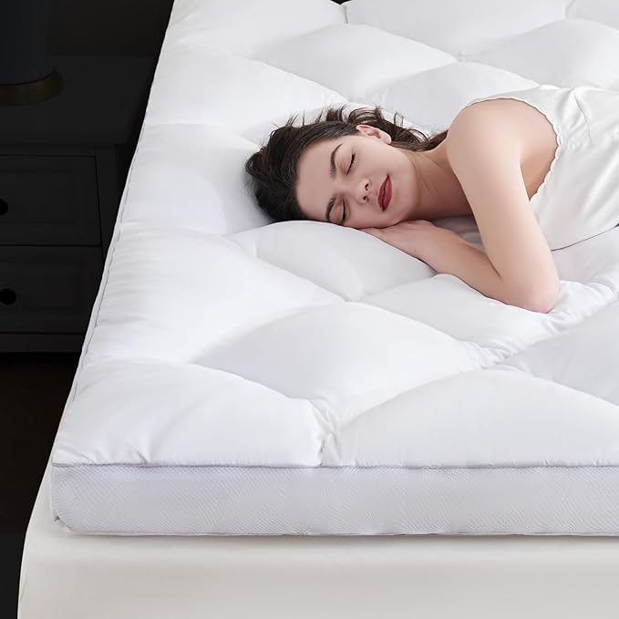 DOWNCOOL 3 Inch Full Mattress Topper, Ultra Thick and Fluffy Supportive Memory Foam Mattress Topper for Body Pain, Mattress Pad with Breathable Mesh Design for Deep Sleep, 75x54x3 Inches