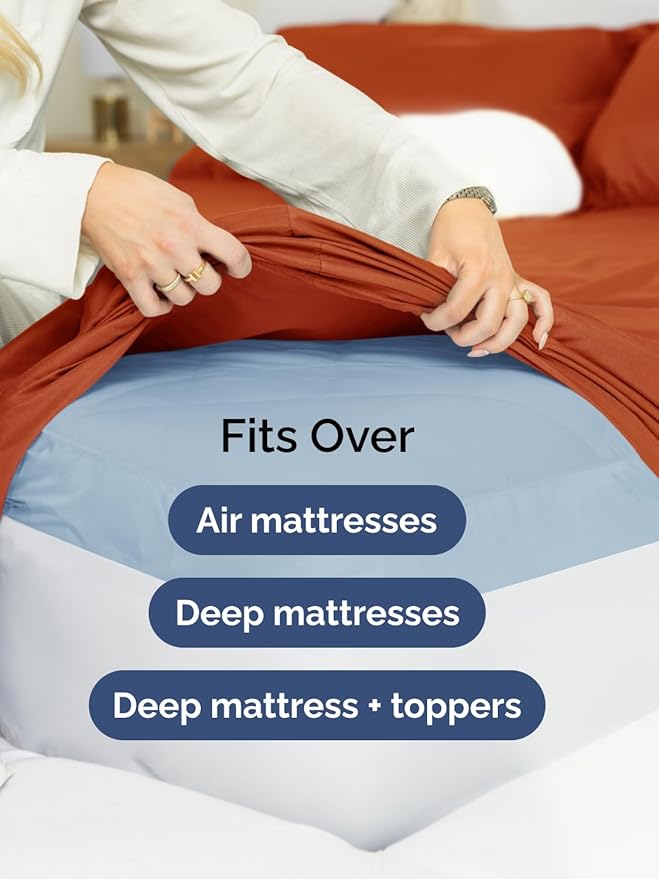 Extra Deep Queen Sheet Set - 6 Piece Breathable & Cooling Sheets - Hotel Luxury Bed Sheets Set - Easy & Secure Fit - Soft, Wrinkle Free & Comfy Sheets Set - Terracotta Sheet Set w/Extra Deep Pockets