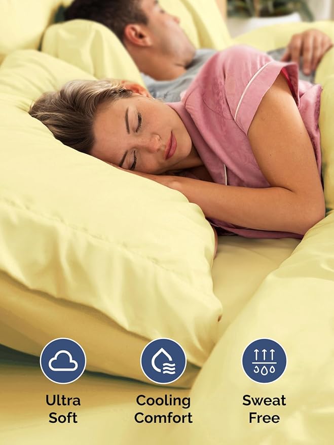 Extra Deep Full Sheet Set - 6 Piece Breathable and Cooling Sheets - Hotel Luxury Bed Sheets Set - Easy & Secure Fit - Soft, Wrinkle Free and Comfy Sheets Set - Yellow Sheet Set with Extra Deep Pockets