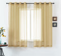 DUALIFE Antique Taupe Brown Sheer Curtains Grommet Light Brown Tan Semi Voile Curtain Panels Window Drapes for Living Room and Bedroom Window Treatments 2 Panels 52 x 72 Inch Natural Taupe