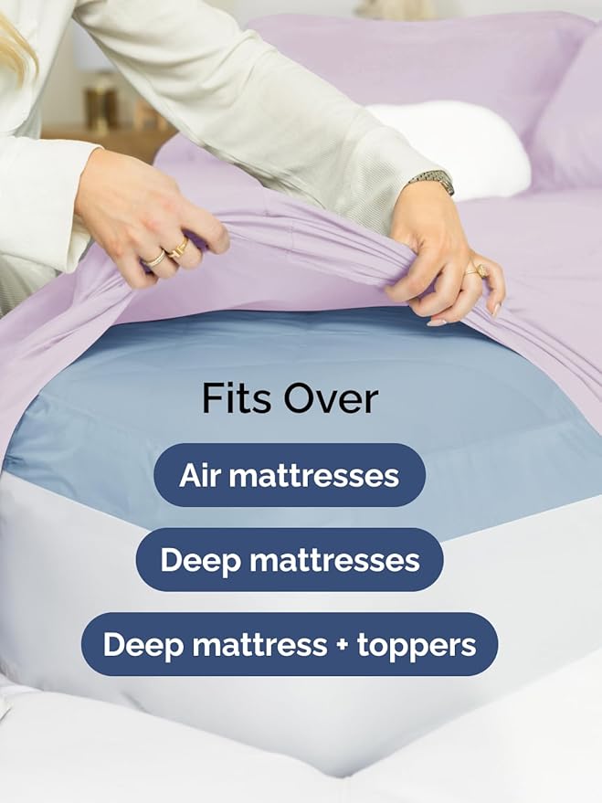 Extra Deep Twin XL Sheet Set - 4 Piece Breathable & Cooling Sheets - Hotel Luxury Bed Sheets Set - Easy Fit - Soft, Wrinkle Free & Comfy Sheets Set - Light Lavender Sheet Set with Extra Deep Pockets