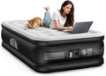Airefina Twin Air Mattress with Built-in Pump, 18" Comfort Inflatable Mattress Quick Inflation/Deflation for Guests Home Camping Twin Blow Up Mattress with Carry Bag, Air Bed, Colchones Inflables