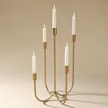 Perfnique 5-Candle Iron Candelabra, 17 Inch Antique Brass Gold Candle Holder, Hand-Forged Cast Gold Candle Holder for Wedding, Event, Christmas & Dining, Table Centerpiece Décor
