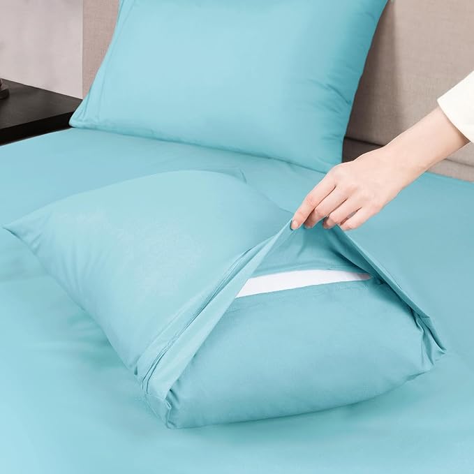 Mejoroom Twin Sheet Set - Hotel Collection Twin Sheets - Bedding Sheets & Pillowcases with Deep Pocket Fitted Sheet, Breathable, Wrinkle & Fade Resistant - 3 Piece(Baby Blue)
