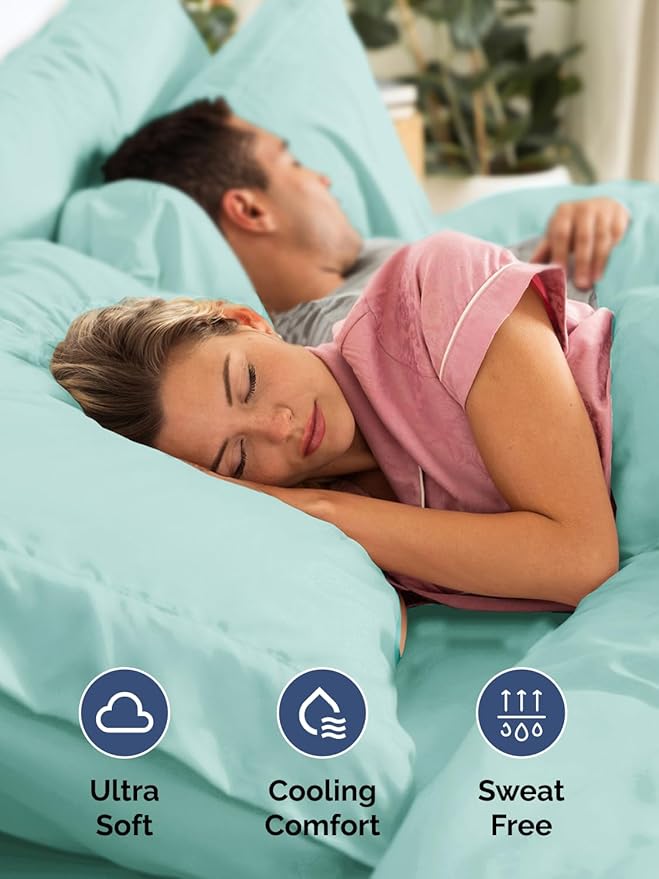 Extra Deep Full Sheet Set - 6 Piece Breathable & Cooling Sheets - Hotel Luxury Bed Sheets Set - Easy & Secure Fit - Soft, Wrinkle Free & Comfy Sheets Set - Spa Blue Sheet Set with Extra Deep Pockets