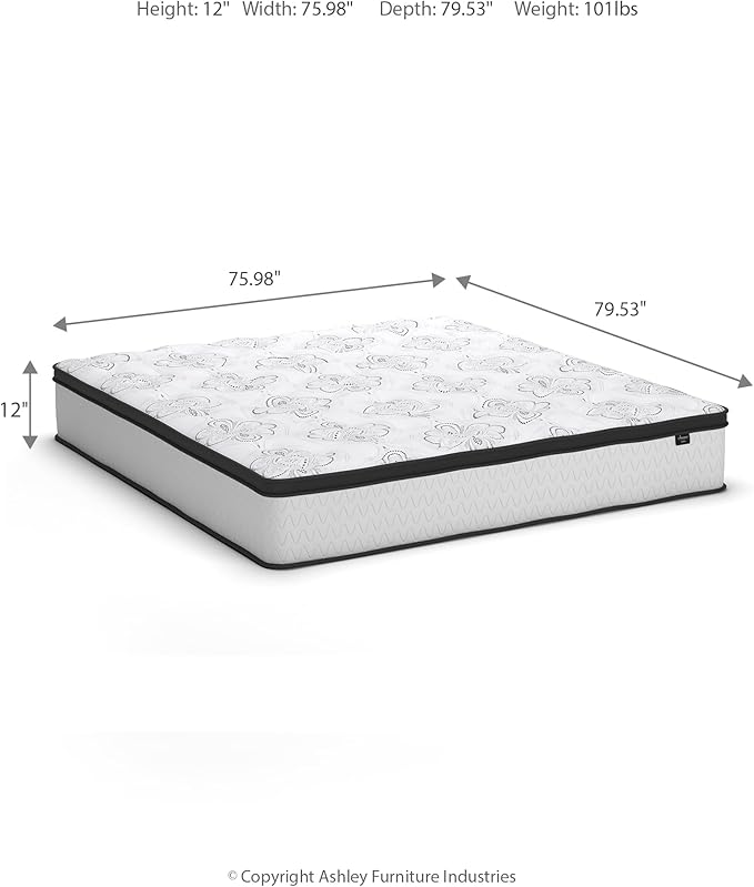 Ashley Chime King Mattress Hybrid 12 Inch Firm Memory Foam for Pressure Relief, Mattress In a Box with Cooling Gel, Fiberglass Free