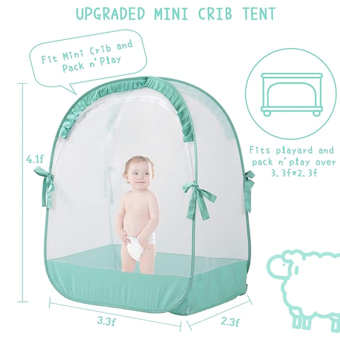 Baby Pack and Play Tent, Pack N Play Canopy to Keep Baby from Climbing Out, Crib Tent for Pack N Play & Playard (39.6" L x 27.6" W x 49.2" H)