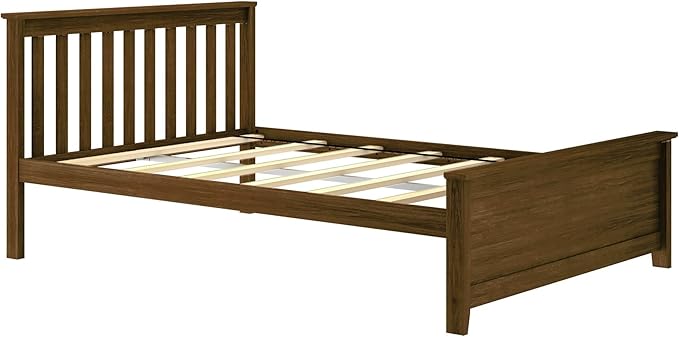 Plank+Beam Solid Wood Full Bed Frame, Platform Bed with Headboard, Walnut