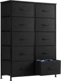 DUMOS Dresser for Bedroom, 10 Storage Drawers, Wide Fabric Closet Chests Organizer Tower Furniture with Wooden Top Metal Frame for Clothes, Guest Room, Living Room, Hallway, Entryway