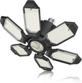 Adiding LED Garage Light, Bright 10000 Lumen LED Workshop Basement Lighting Fixture with Adjustable Spotlight and 6 Deformable Panels fit for E26 E27 Bulb Socket for Warehouse Attic Cellar Workspace