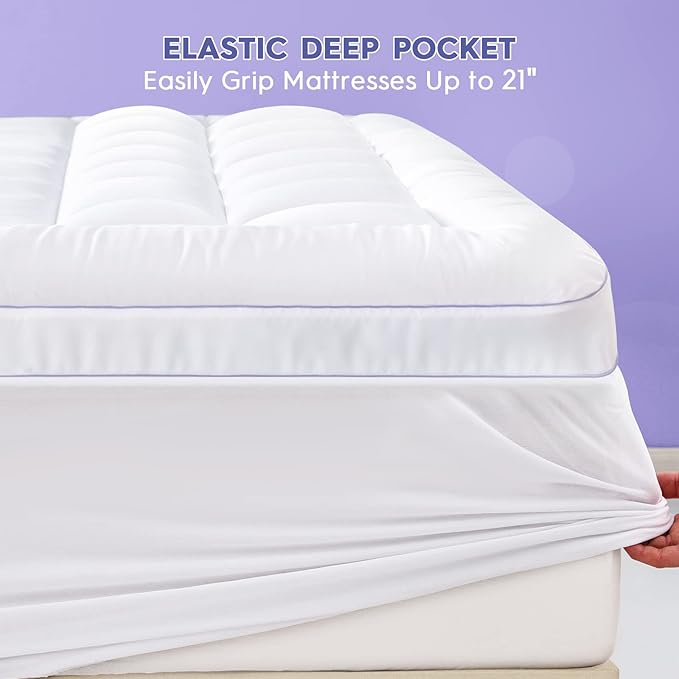 ABENE California King Size Dual Layer 3 Inch Memory Foam Mattress Topper, 2 Inch Memory Foam Bed Pad and 1 Inch Down Alternative Pillowtop Mattress Pad Cover, Plush Soft Bed Topper for Back Pain