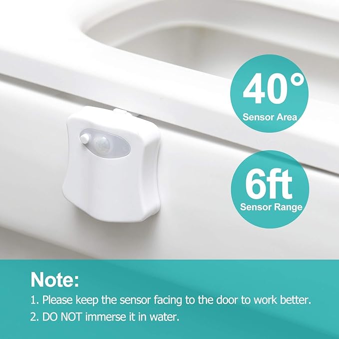 ZEZHOU Original Toilet Night Light 2 Pack, Motion Sensor Activated LED Lamp, Fun 8 Colors Changing Bathroom Nightlight Add on Toilet Bowl Seat, Perfect Decorating Gadget for Dad Adults Kids Toddler
