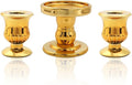 Gold Unity Candle Holder - Glass Candle Holders for Pillar Candles Taper Candles, Glass Candlestick Holders Set of 3, Decorative Clear Glass Candlestick Holder for Wedding Table Dinning Centerpiece