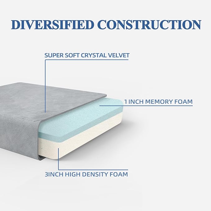 SINWEEK 4" Single Memory Foam Folding Mattress with Storage Bag - Foldable Trifold Floor Bed Topper, CertiPUR-US Certified Guest Sleeping Pad, Machine Washable Cover
