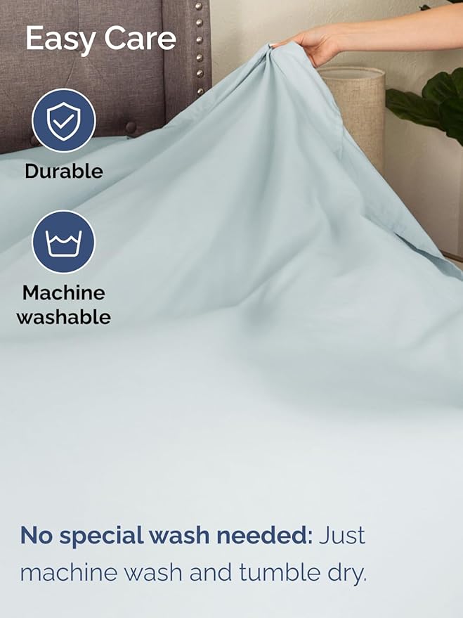 Extra Deep Full Sheet Set - 6 Piece Breathable & Cooling Sheets - Hotel Luxury Bed Sheets Set - Easy & Secure Fit - Soft, Wrinkle Free & Comfy Sheets Set - Ice Blue Sheet Set with Extra Deep Pockets