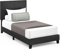 FURINNO Pessac PU Leather Upholstered Platform, Twin, Black