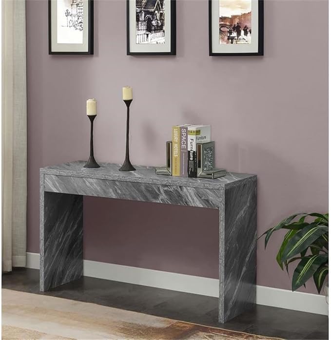 Convenience Concepts Northfield Hall Console Table 48" - Modern, Minimalist Narrow Sofa Display Accent for Contemporary Living Room, Entryway, or Hallway, Gray Faux Marble
