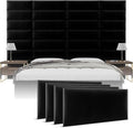 Vänt Upholstered Wall Panels - King/Cal King Size Wall Mounted Velvet Headboards - Velvet Black - Twin/King - Set of 4 Panels (Each Individual Panel 39"x11.5")