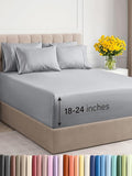 Extra Deep King Sheet Set - 6 Piece Breathable & Cooling Sheets - Hotel Luxury Bed Sheets Set - Easy & Secure Fit - Soft, Wrinkle Free & Comfy Sheets Set - Steel Blue Sheet Set with Extra Deep Pockets