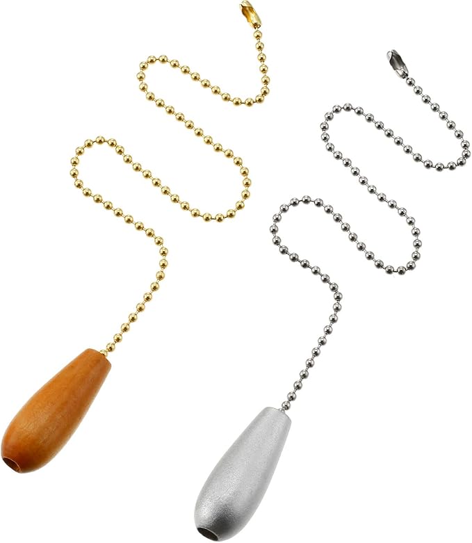 8 Pieces Ceiling Fan Pull Chains Extender Wooden Pendant Pull Chain Extension for Ceiling Light Lamp Fan (Walnut Color, White, Silver, Wood Color)