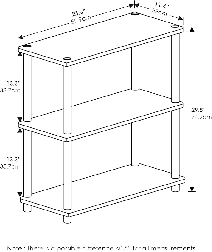 Furinno Shelves Industrial Multipurpose Side Table, Marble White