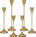 Candle Holder Brass Gold Candlestick Holders Set of 6, Metal Taper Candle Holders for Table Centerpiece Fits 3/4 inch Candles, Tall Candle Stands for Halloween Thanksgiving Christmas