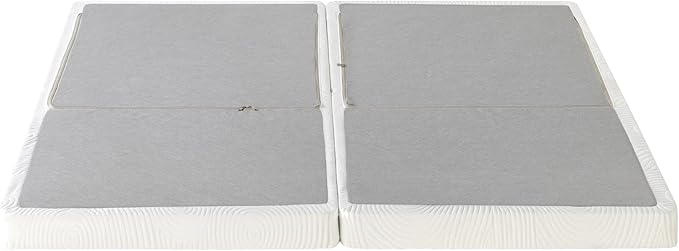 ZINUS 4 Inch Box Spring with Cover, No Assembly Mattress Foundation, Sturdy Metal Structure, Split Cal King, White