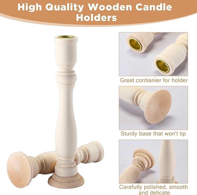 Tanlade 16 Pcs Wooden Candle Holders Set for Pillar Candles Farmhouse Unfinished Wood Candlesticks Holder Rustic Candlestick Holder Stand for Fireplace Dining Table Centerpiece