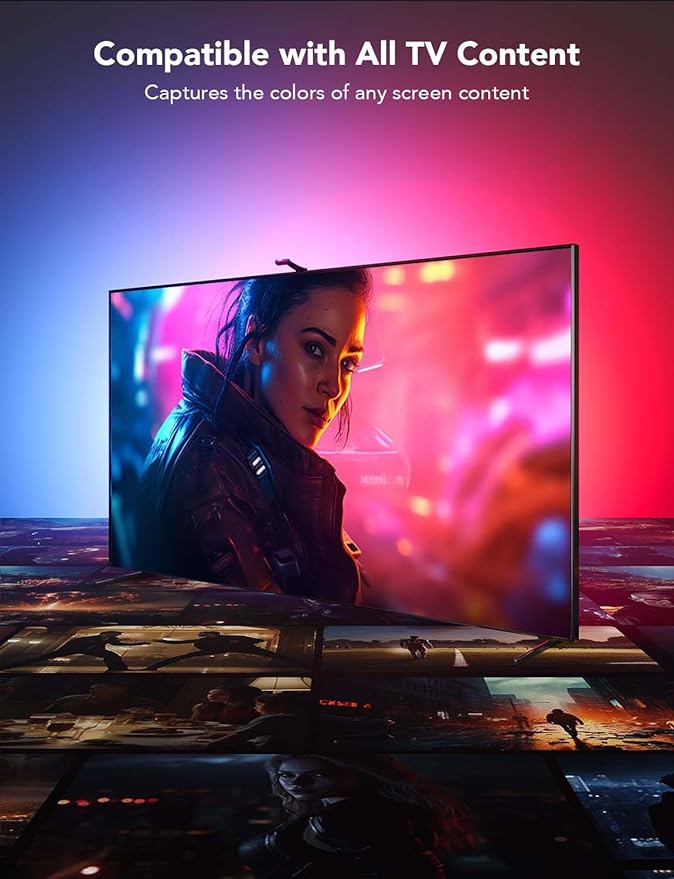 Govee Envisual TV Backlight T2 with Dual Cameras, 16.4ft RGBIC Wi-Fi LED Backlights for 75-85 inch TVs, Double Light Beads, for Home Decorations, Smart App Control, Music Sync
