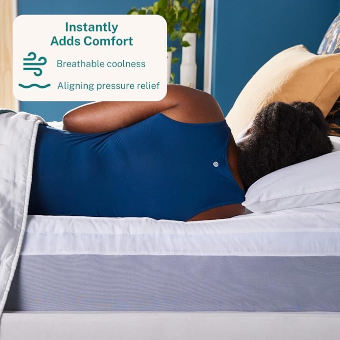 Sleep Innovations Dual Layer 4 Inch Memory Foam Mattress Topper, Full Size, Medium Support, 2 Inch Cooling Gel Memory Foam Plus 2 Inch Pillow Top Cover