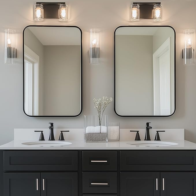 Antok Bathroom Mirror,30"x22" Wall Mirror, Decorative Mirrors Vanity Mirror Aluminum Alloy Frame Contemporary Hanging Mirror for Living Room Bathroom Entryway,Gold,Round Corner