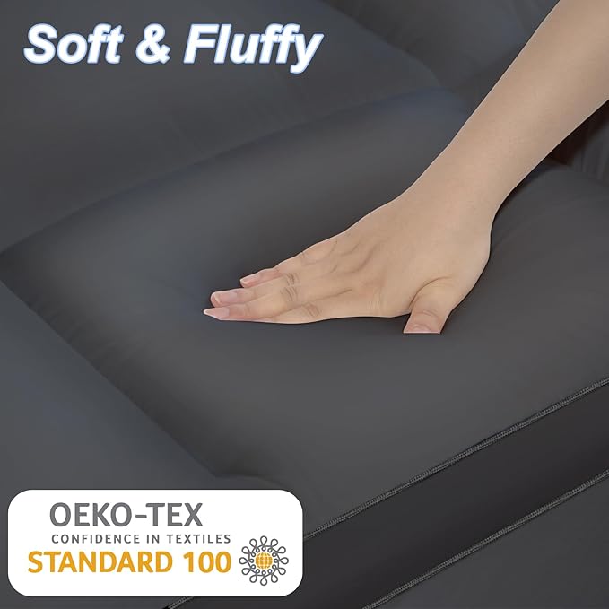 Queen Mattress Topper, Extra Thick Mattress Pad Cover for Deep Sleep,3D+7D Snow Down Alternative Fill Overfilled Plush Pillow Top Mattress with 8-23 Inch Deep Pocket-Grey